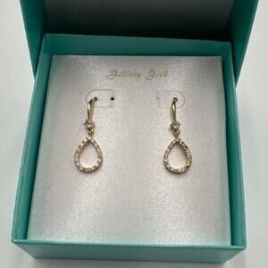 Swarovski Gold Teardrop Dangle Earrings Crystal Accent Gift Box